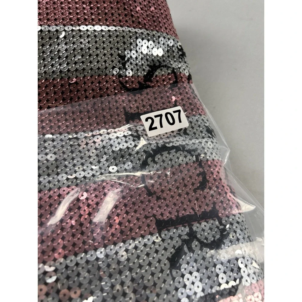 Victoria's Secret Pink Silver Sequin‎ Stripe Tote Bag Large Zip Top Shopper